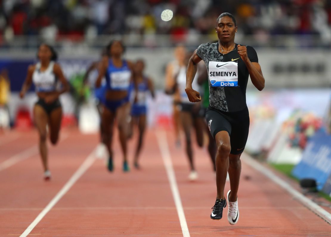 Caster Semenya wins the women's 800m during the IAAF Diamond League event at the Khalifa International Stadium on May 3 in Doha.