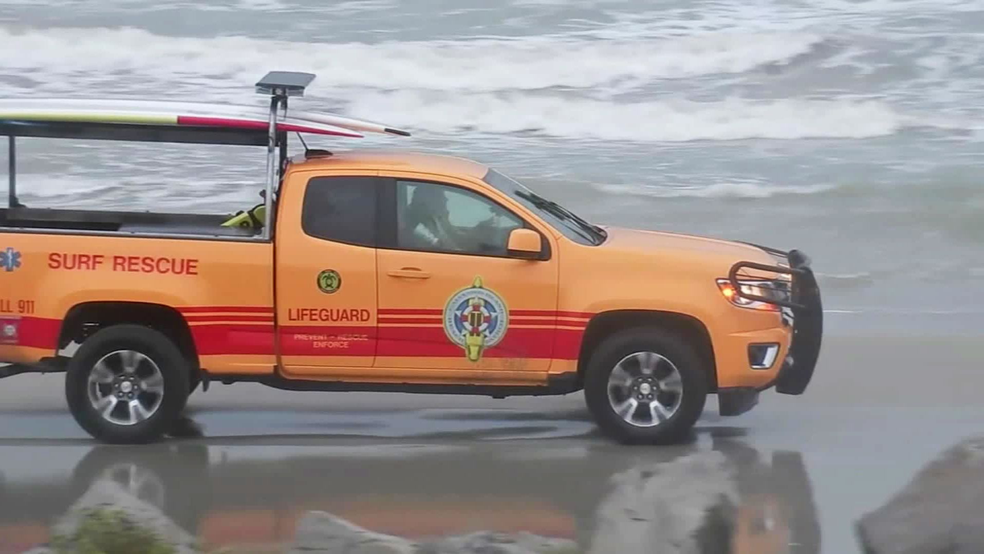 Galveston Island Beach Patrol prepared for rescues as the storm moved through.