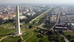 ARLINGTON, VA - SEPTEMBER 26:  Aerial photo of the Washington Memorial with the Capitol in the background in Washington D.C. on September 26, 2003.  (Photo by Andy Dunaway/USAF via Getty Images)