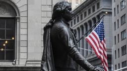 NEW YORK, NY - AUGUST 01: A statue of George Washington is seen near the New York Stock Exchange building along Wall Street on August 1, 2018 in New York City. The Federal Reserve did not make a change in the interest rate as some experts had predicted. (Photo by Stephanie Keith/Getty Images)