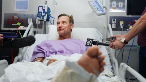 Australian bushwalker, Neil Parker, speaking to the media from a hospital bed after being stranded on Mount Nebo for two days.