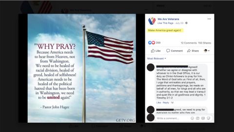 In this screengrab from a Vietnam Veterans of America report, the Trump campaign's "Make America great again" (MAGA) slogan was shared in the comment with this post.