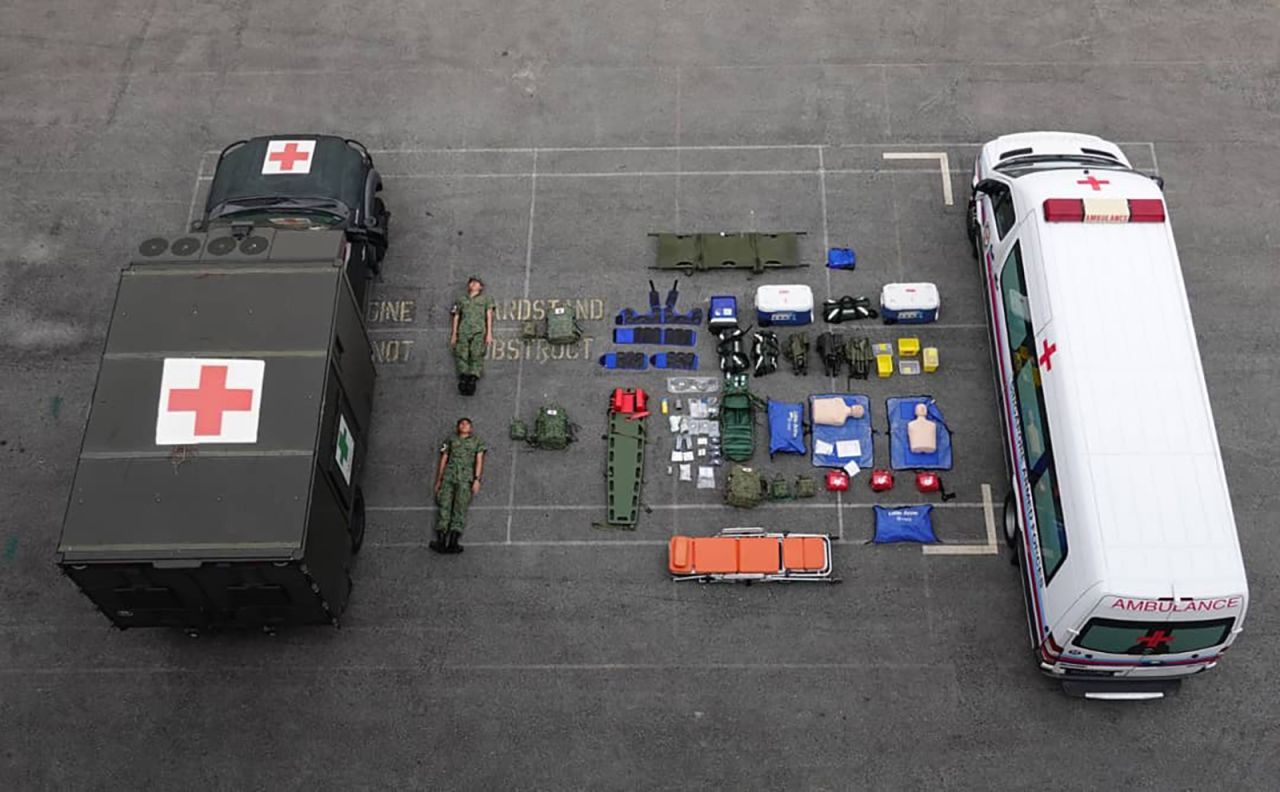The Singapore Army shared this photo, which shows training aids and other ambulance equipment.