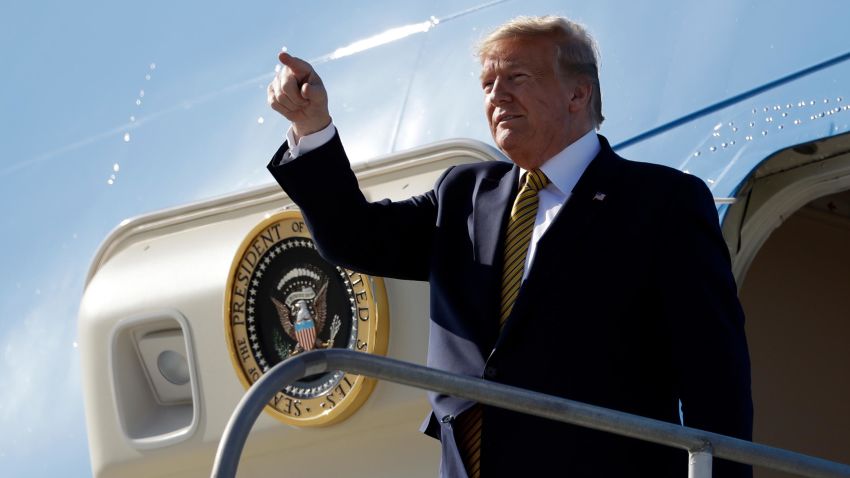 President Donald Trump arrives at Los Angeles International Airport to attend a fundraiser, Tuesday, September 17, 2019, in Los Angeles.