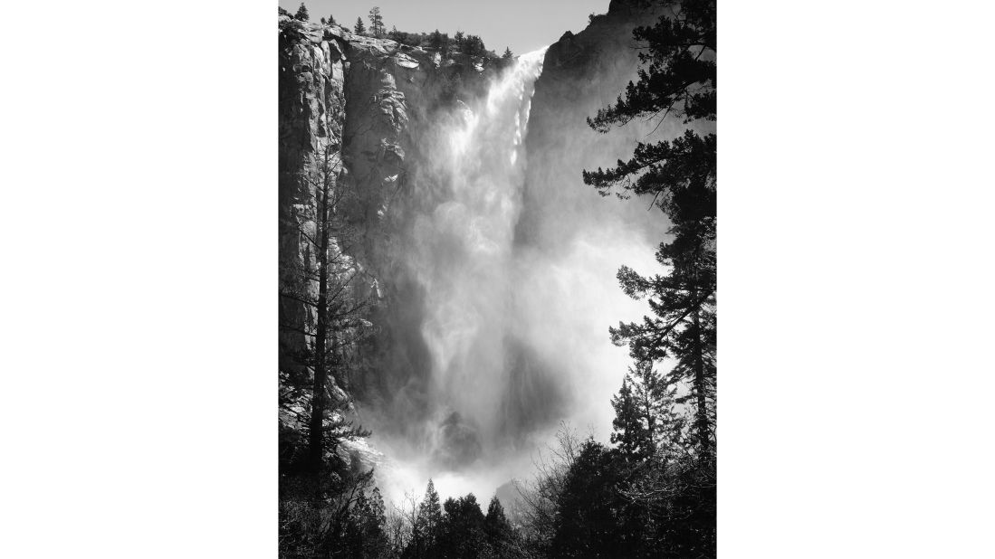 <strong>"Bridalveil Fall" (c. 1927).</strong> "Bridalveil Fall is a spectacular early photograph of Ansel's, and surprisingly hard to find as an original photograph," says Adams. "That may be because those who own it simply don't want to part with it."