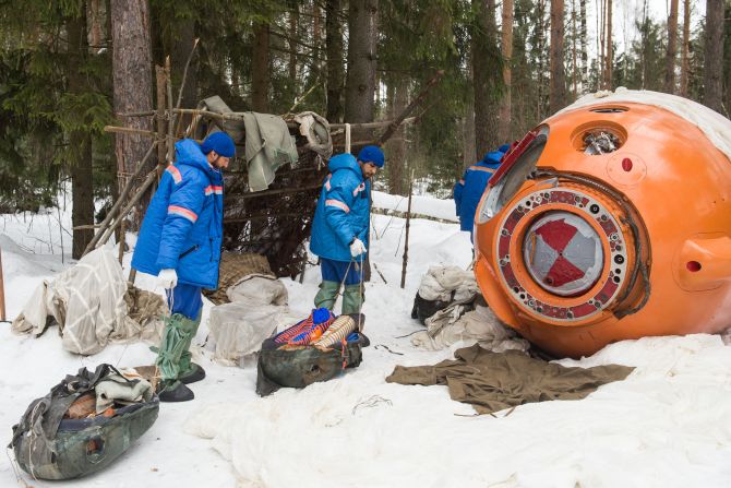 The astronauts are drilled on survival techniques in inhospitable climates for wherever they should land on re-entry.