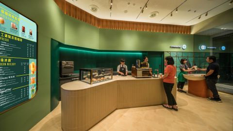 The interior of the Starbucks Now store in China.
