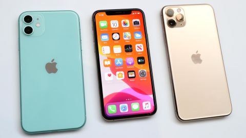 The new Apple iPhone 11 (left) and iPhone 11 Pro (right)