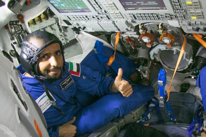 In 2019, the UAE sent its<a href="index.php?page=&url=https%3A%2F%2Fedition.cnn.com%2F2019%2F09%2F24%2Fmiddleeast%2Fdubai-first-emirati-in-space-scn%2Findex.html" target="_blank"> first astronaut</a> to the International Space Station. Hazzaa AlMansoori, pictured here during simulation training in the Russian Soyuz spacecraft that took him to the ISS, spent eight days on board.