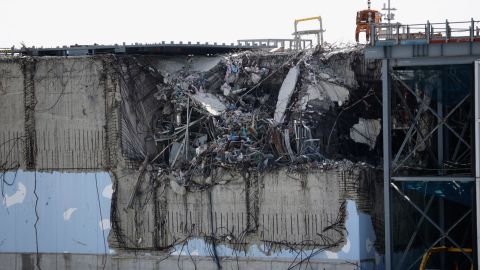 A general view of damage to No. 3 reactor building at Fukushima Daiichi nuclear power plant.