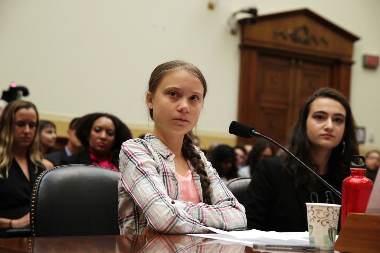 Swedish 16-year-old climate activist <a href="https://www.cnn.com/2019/09/18/politics/greta-thunberg-climate-hearing-congress-trnd/index.html" target="_blank">Greta Thunberg</a> and 17-year-old climate activist Jamie Margolin, right, testify during a congressional hearing on Wednesday, September 18, in Washington, DC. Thunberg, who recently sailed across the Atlantic Ocean in a zero-carbon emissions sailboat, is in the United States to speak at the United Nations Climate Action Summit in New York on September 23. Margolin is from Seattle and is the co-founder of <a href="http://thisiszerohour.org/" target="_blank" target="_blank">This Is Zero Hour</a>. 