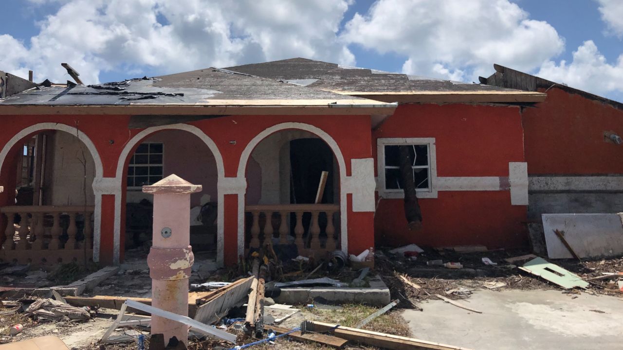 Utility poles and uprooted trees turned into flying projectiles in East Grand Bahama.