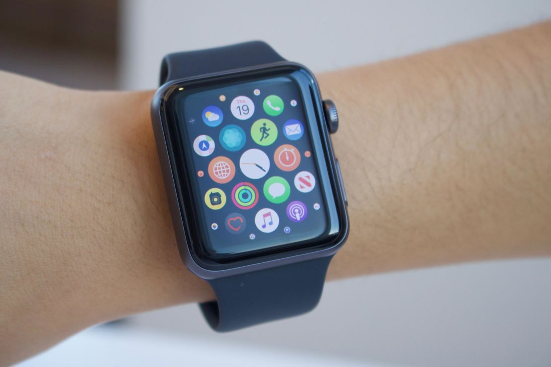 An Apple Watch customer showcases the device's menu screeen.