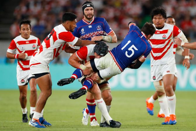 Japan led 12-7 at half-time.