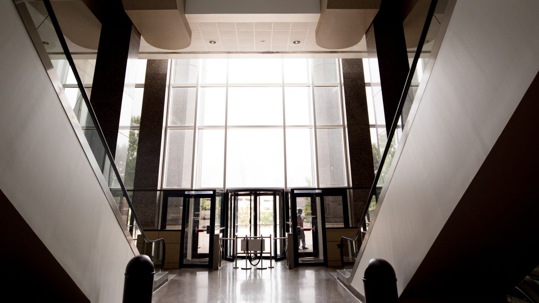 The main entrance of the Frank Crowley Courthouse in Dallas, Texas, where Amber Guyger's trial will take place.