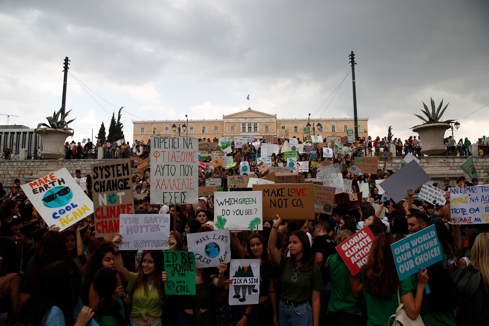 Climate protesters demonstrate in Athens, Greece.