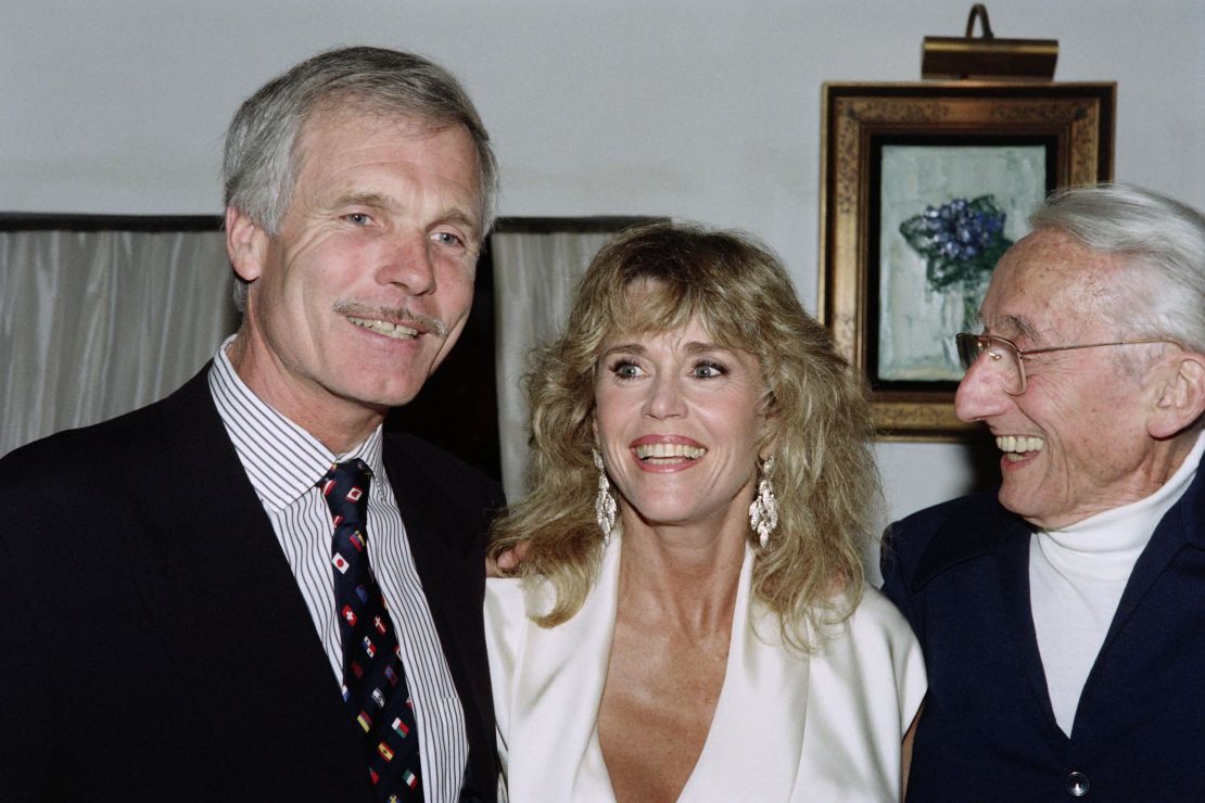 Turner, Fonda and  Cousteau  in October 1990.