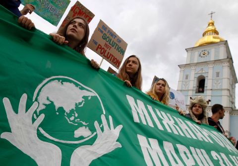Students take part in a rally in Kiev, Ukraine.