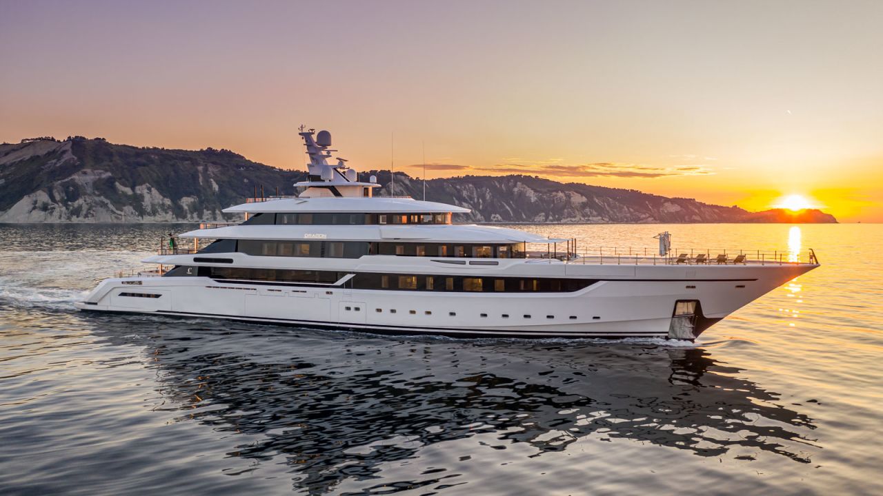 <strong>Dragon: </strong>This impressive superyacht is 80 meters long and has six decks, five of which are served by an elevator.