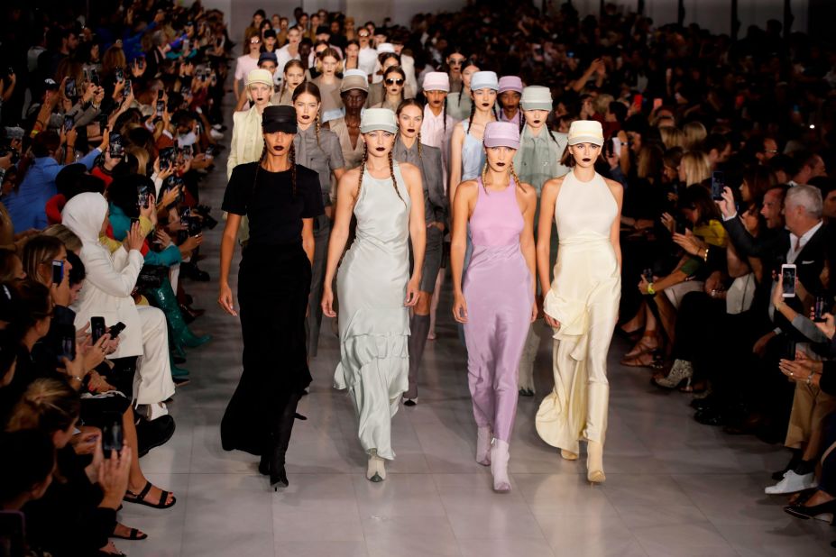 Models Gigi Hadid, Bella Hadid and Kaia Gerber walk for Max Mara during Milan Fashion Week.