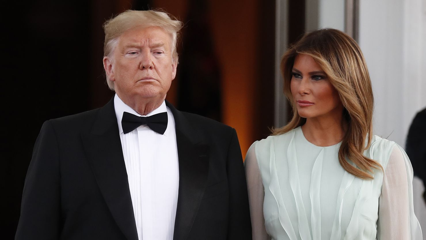 President Donald Trump and first lady Melania Trump wait to welcome Australian Prime Minister Scott Morrison and his wife, Jennifer Morrison, as they arrive for a state dinner at the White House, Friday, Sept. 20, 2019, in Washington.