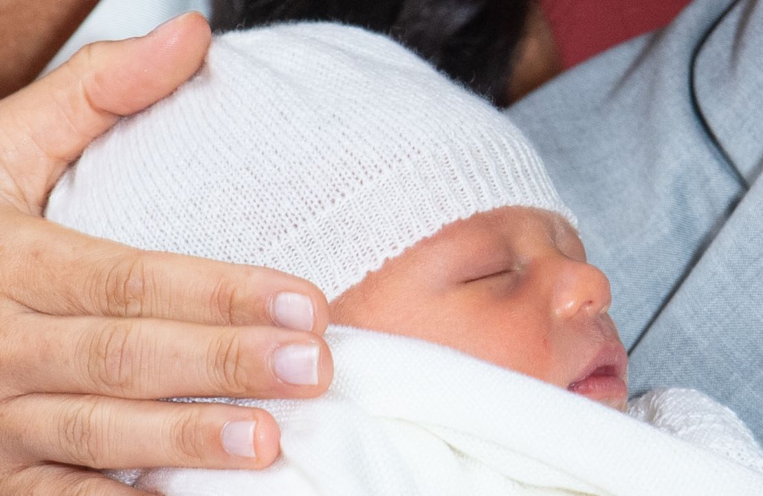 Archie Harrison appears with his parents during a photocall on May 8, 2019.