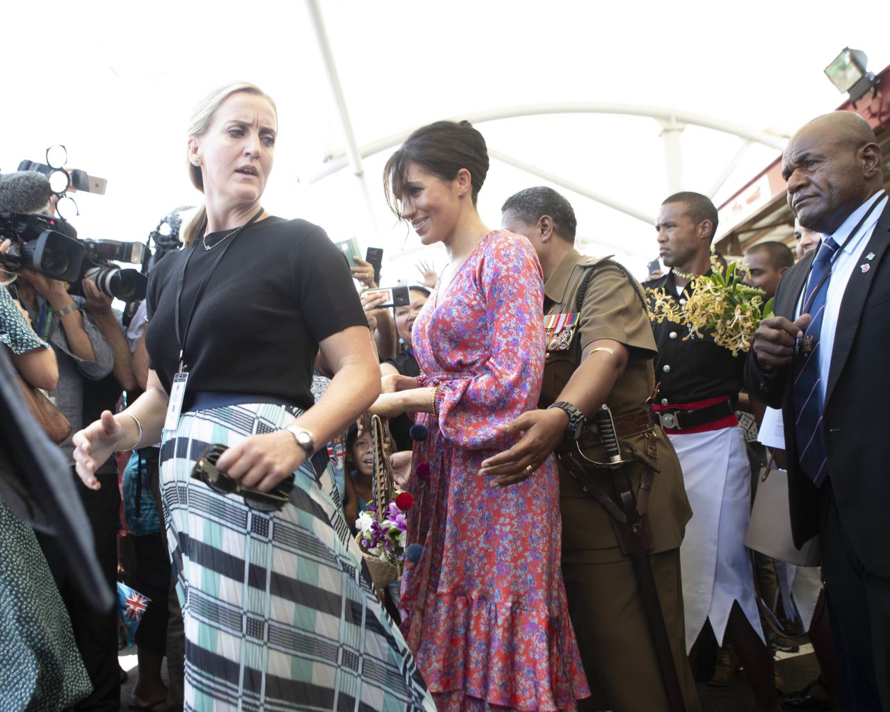 Meghan, Duchess of Sussex, visits a market on October 24, 2018 in Suva, Fiji. 