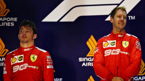 Sebastian Vettel and Charles Leclerc shared an awkward moment at the Singapore GP.