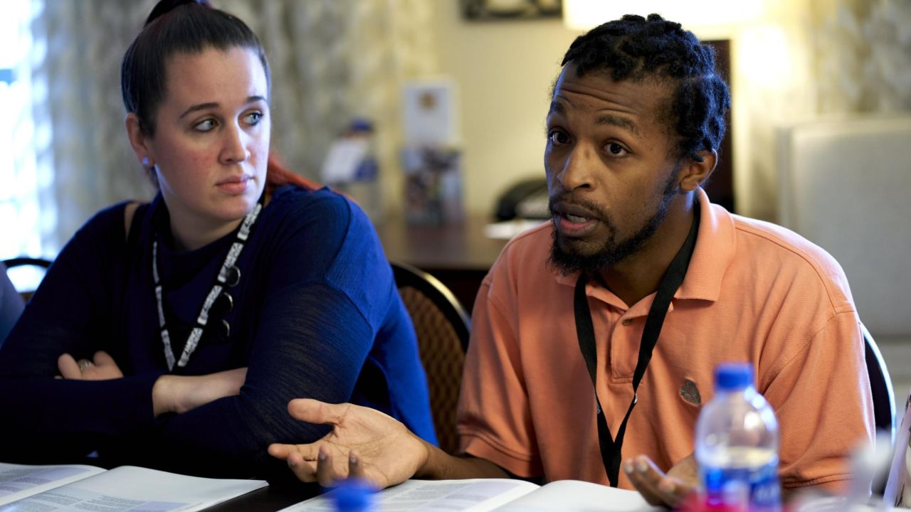 Desmond Holmes (R) at the America in One Room gathering in Grapevine, Texas.