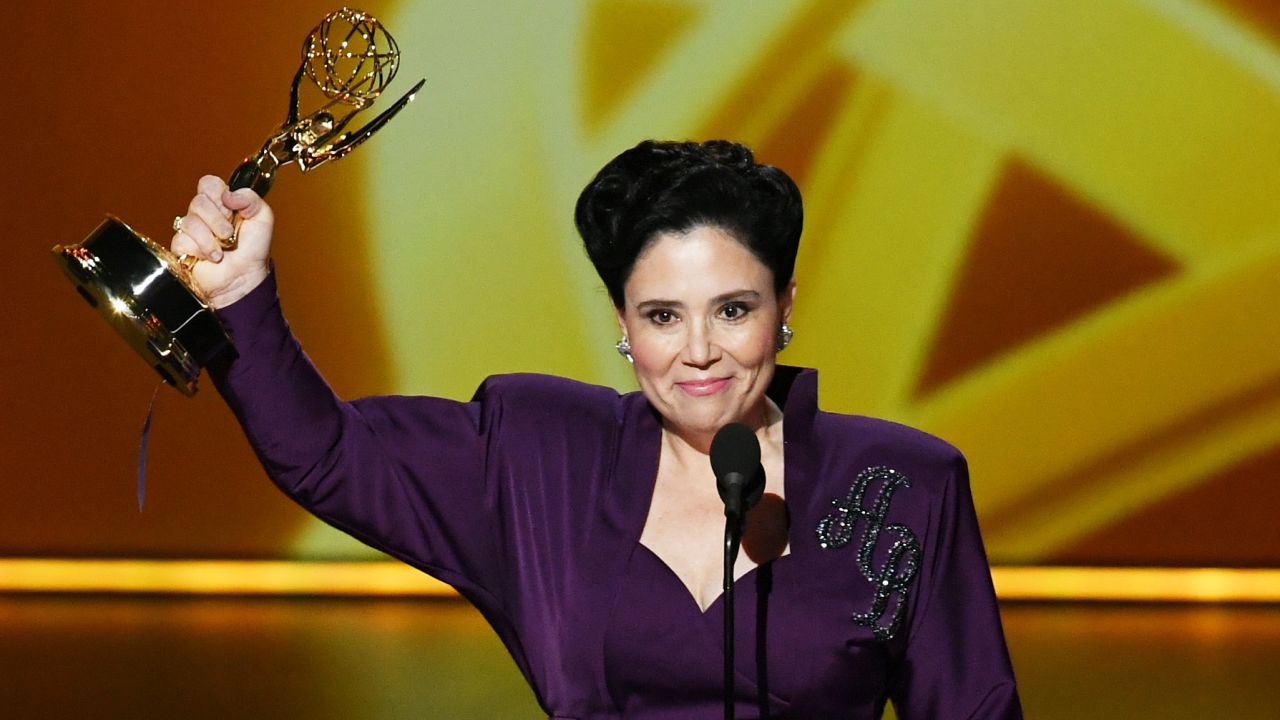 Alex Borstein accepts the outstanding supporting actress in a comedy series Emmy for 'The Marvelous Mrs. Maisel.' (Photo by Kevin Winter/Getty Images)