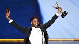 LOS ANGELES, CALIFORNIA - SEPTEMBER 22: Jharrel Jerome accepts the Outstanding Lead Actor in a Limited Series or Movie award for 'When They See Us' onstage during the 71st Emmy Awards at Microsoft Theater on September 22, 2019 in Los Angeles, California. (Photo by Kevin Winter/Getty Images)
