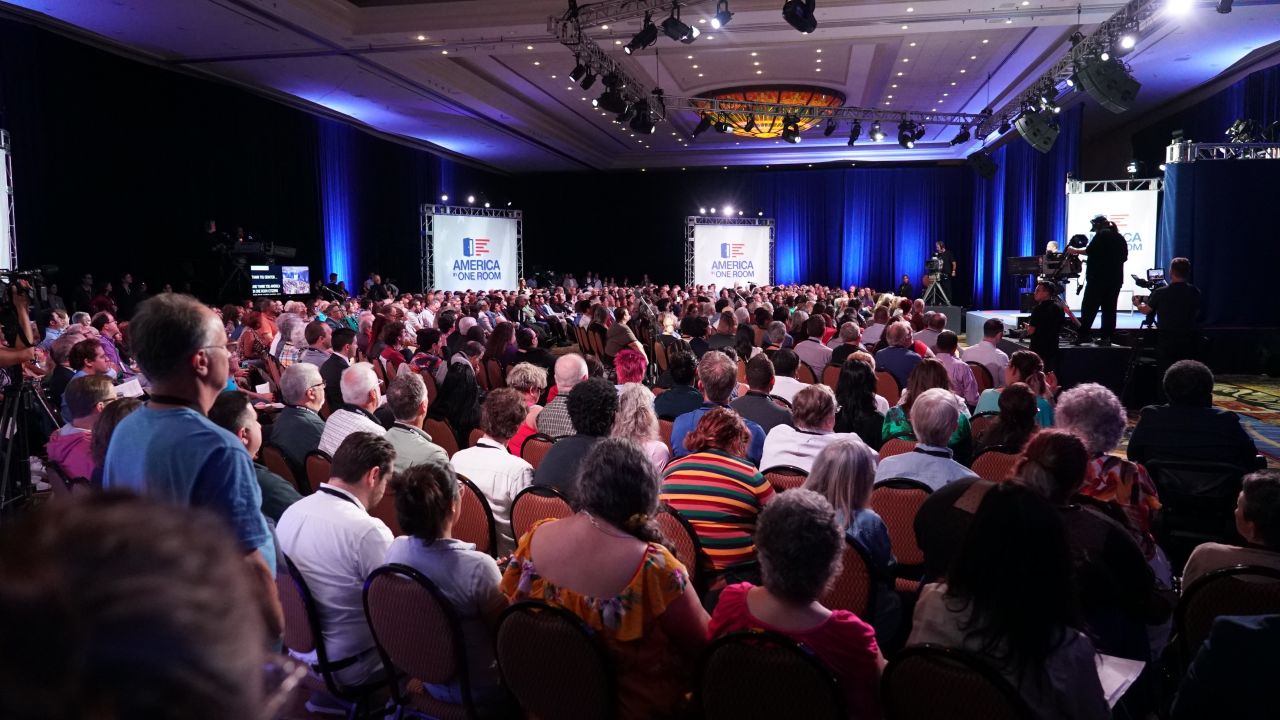 Participants gathere for America in One Room in Grapevine, Texas.