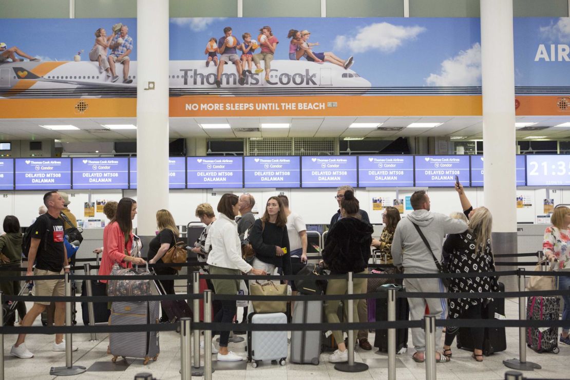 September 22, 2019, London, UK: A general view of the Thomas Cook check-in desks in the South Terminal of Gatwick Airport. Crucial talks aimed at preventing the holiday firm going out of business were held throughout Sunday amid fears that tens of thousands of holidaymakers will be stranded.