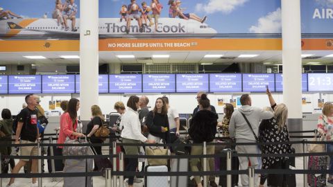 September 22, 2019, London, UK: A general view of the Thomas Cook check-in desks in the South Terminal of Gatwick Airport. Crucial talks aimed at preventing the holiday firm going out of business were held throughout Sunday amid fears that tens of thousands of holidaymakers will be stranded.