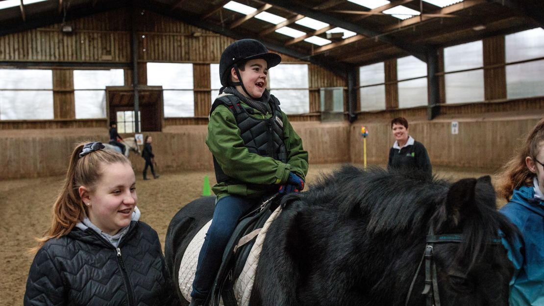 Alfie has a horse riding lesson n January 13, 2019 in Kenilworth, England. 