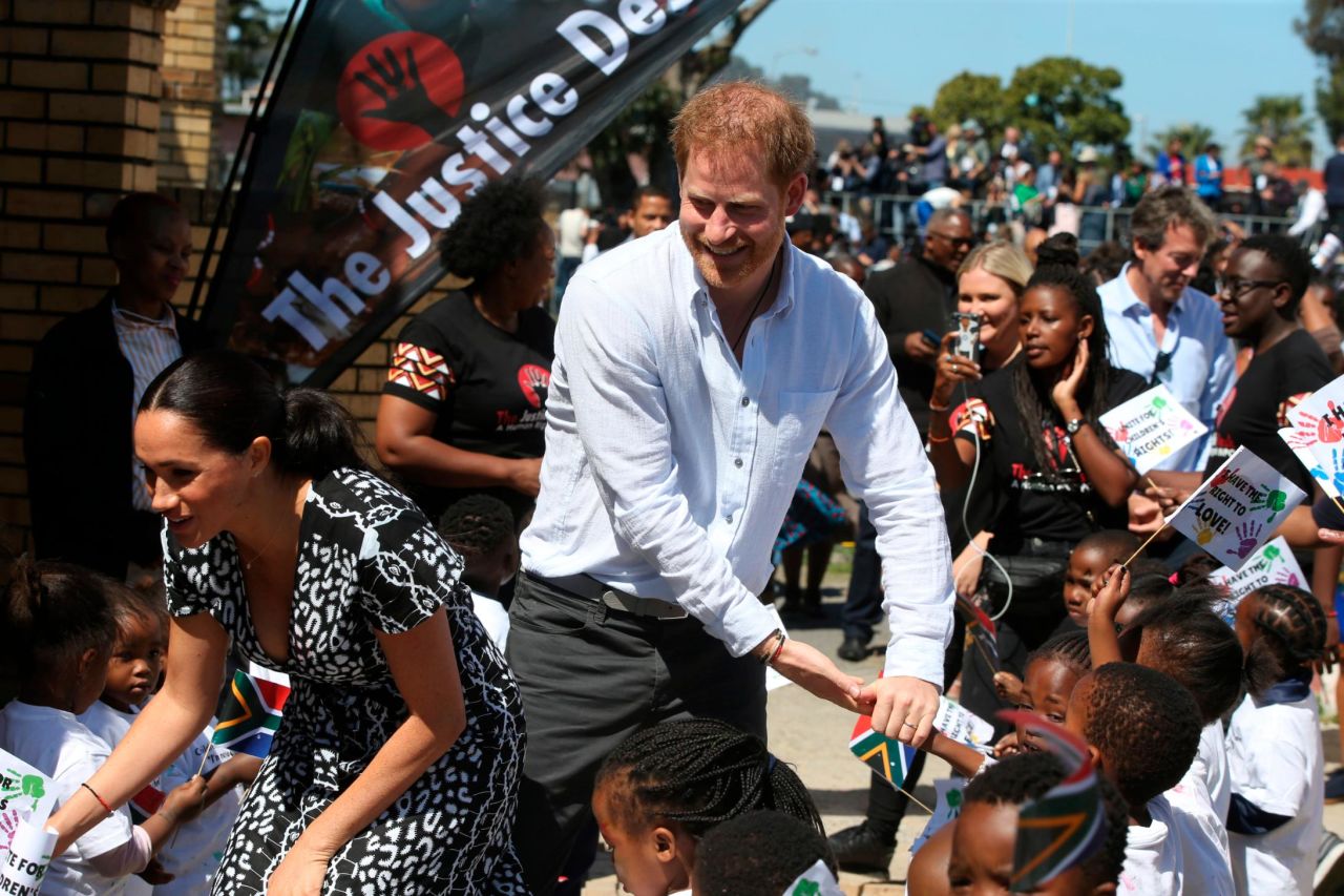 The Duke and Duchess of Sussex begin their visit to South Africa with a visit to The Justice Desk in Cape Town's Nyanga township. The Justice Desk teaches children about their rights, self-awareness and safety.