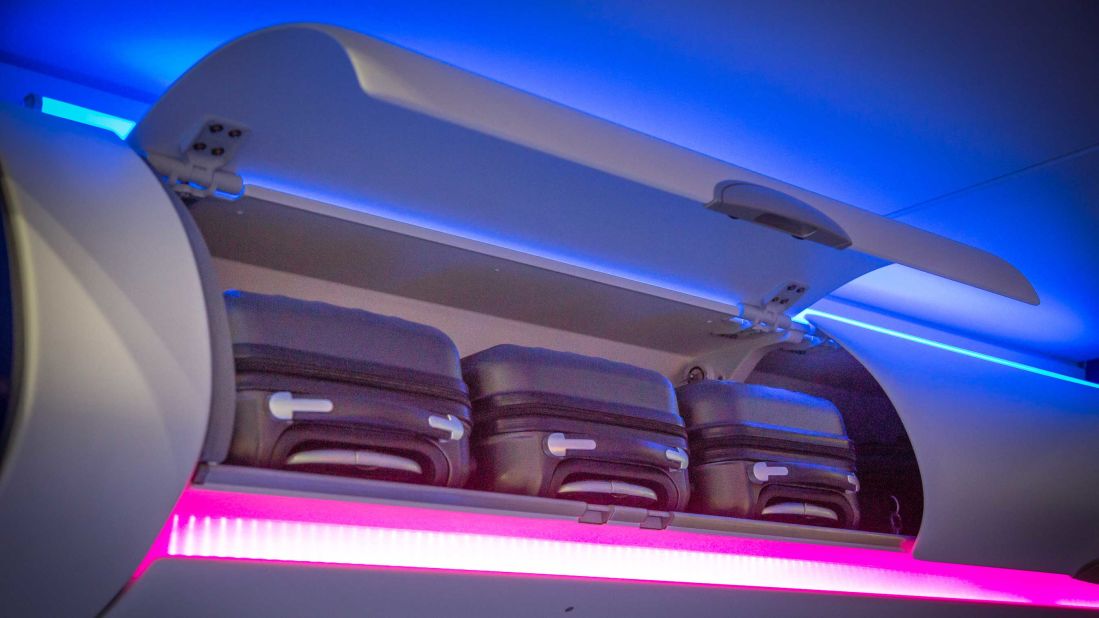 <strong>Convenience-driven:</strong> One of its features is overhead luggage bins that are illuminated in red or green, depending if they're full or if they have space.