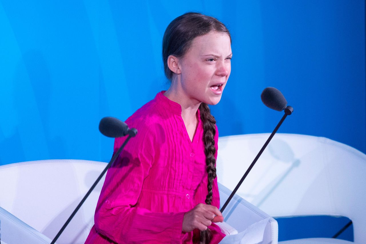 Climate activist Greta Thunberg <a href="https://www.cnn.com/2019/09/23/weather/greta-thunberg-unga-climate-speech-intl/index.html" target="_blank">delivers a passionate message to world leaders</a> during the Climate Summit on September 23.