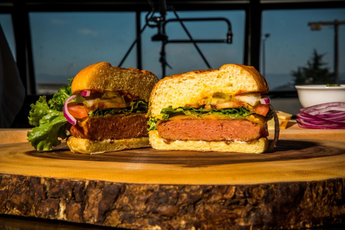 The Awesome Burger should be "pink to warm-red" in the middle when done, according to the patty's package.