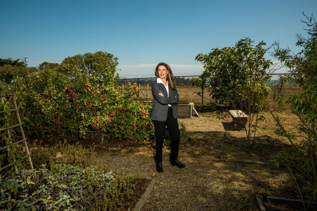 Sweet Earth CEO Kelly Swette in the employee garden at Sweet Earth's headquarters.