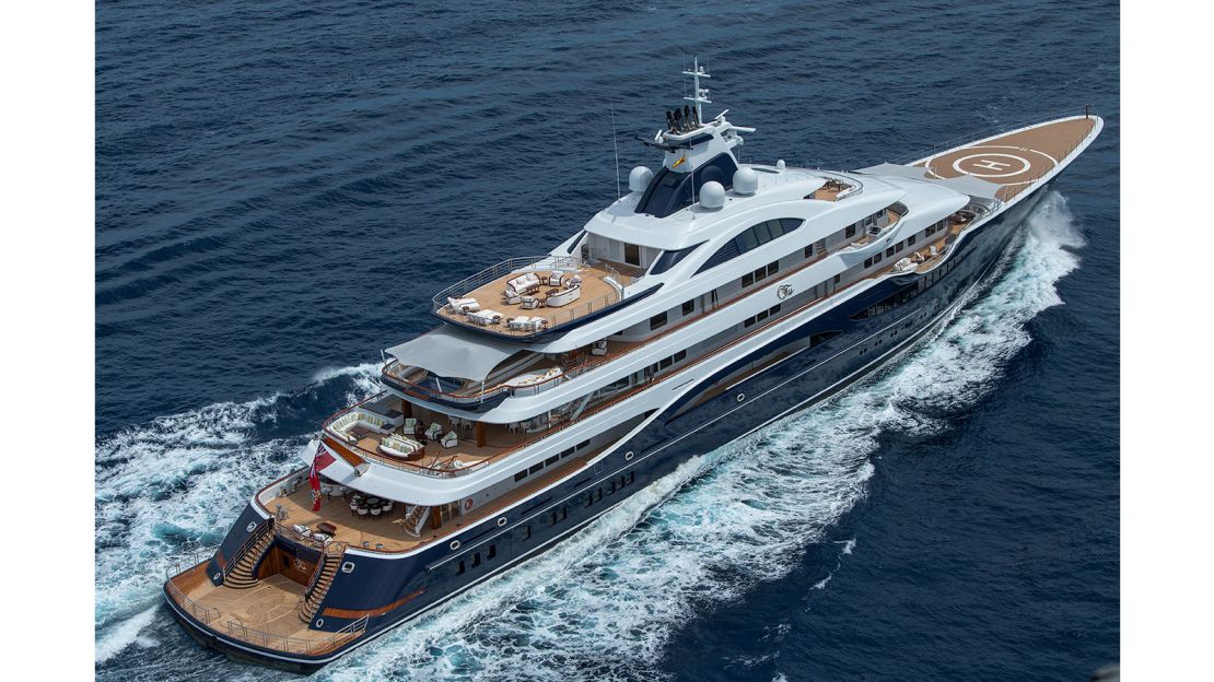 Measuring 111 meters, Tis is the largest superyacht ever displayed at the annual event.