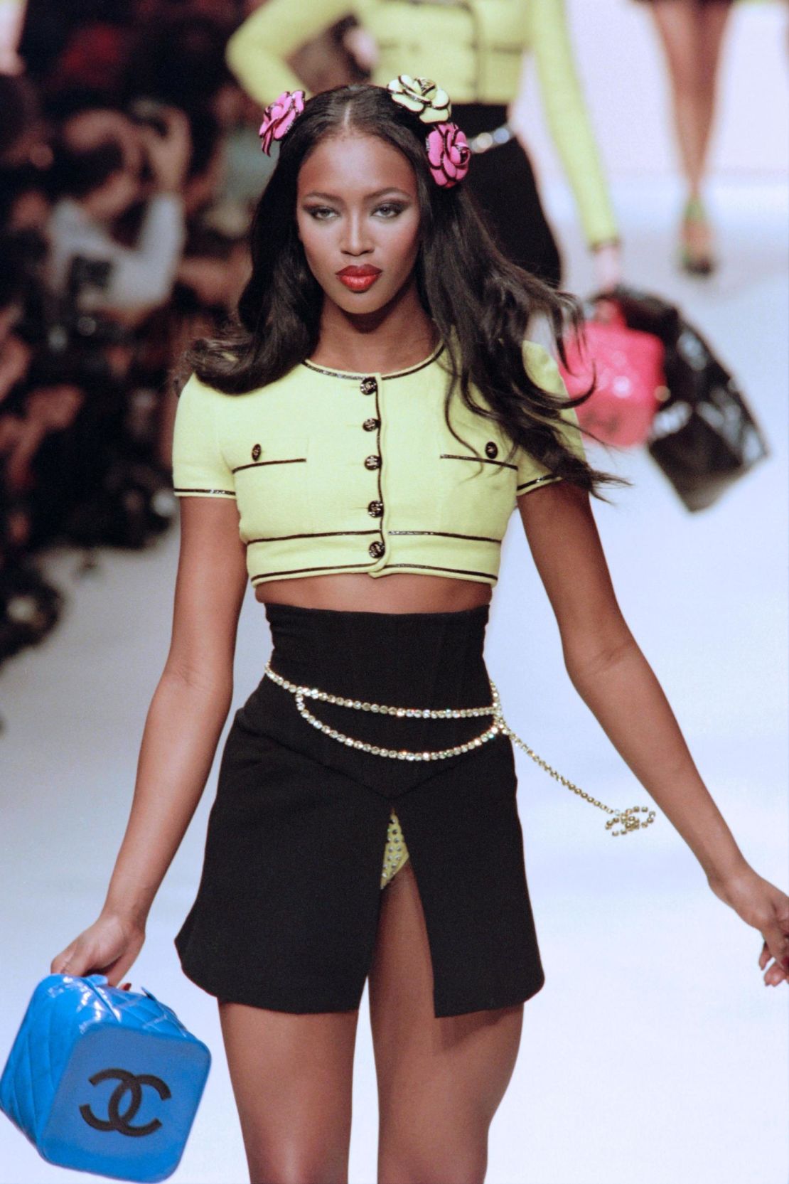Naomi Campbell walking for Chanel in Paris on October 17, 1994.