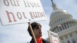 WASHINGTON, DC - MARCH 14:  Student Maximilian Steubl of Churchill High School in Potomac, Maryland, participates in a gun control rally at the West Front of the U.S. Capitol March 14, 2019 on Capitol Hill in Washington, DC. Students from area high schools participated in the event to mark the one-year anniversary of a nationwide gun-violence walkout protest that was prompted by the shooting at Marjory Stoneman Douglas High School in Parkland, Florida. (Photo by Alex Wong/Getty Images)