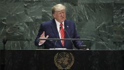 NEW YORK, NY - SEPTEMBER 24:  U.S. President Donald Trump addresses the United Nations General Assembly at UN headquarters on September 24, 2019 in New York City. World leaders from across the globe are gathered at the 74th session of the UN General Assembly, amid crises ranging from climate change to possible conflict between Iran and the United States. (Photo by Drew Angerer/Getty Images)
