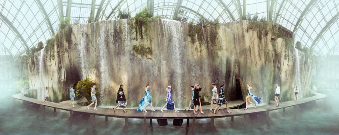 For the Spring-Summer 2018 show, Chanel constructed a waterfall in Le Grand Palais.