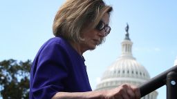 US House Speaker Nancy Pelosi waits to speak at a labor rally outside the Capitol on September 24 in Washington, DC.