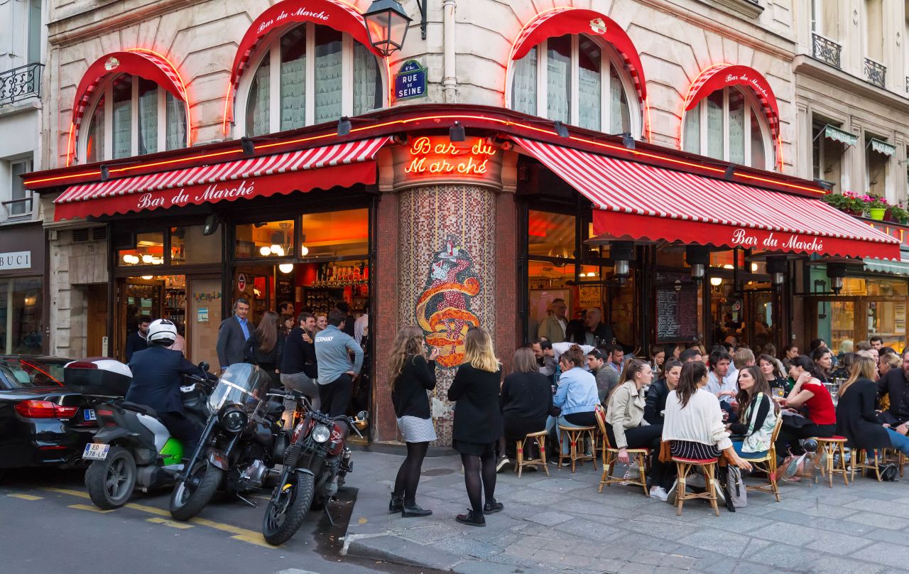 <strong>Saint-Germain-des-Prés:</strong> Le Bar du Marche is one of the traditional Parisian cafes here and about a 15-minute walk to Le Bon Marché.