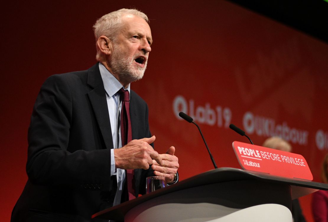 Opposition leader Jeremy Corbyn speaking at the Labour Conference in Brighton.