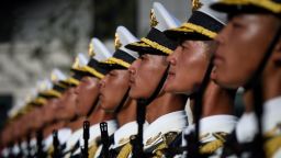 Chinese troops take part in marching drills ahead of an October 1 military parade to celebrate the 70th anniversary of the founding of the People's Republic of China at a camp on the outskirts of Beijing on September 25, 2019. - China marks 70 years of Communist rule next week, with a massive military parade in Beijing anchoring celebrations of its emergence as a global superpower. (Photo by WANG ZHAO / AFP)        (Photo credit should read WANG ZHAO/AFP/Getty Images)
