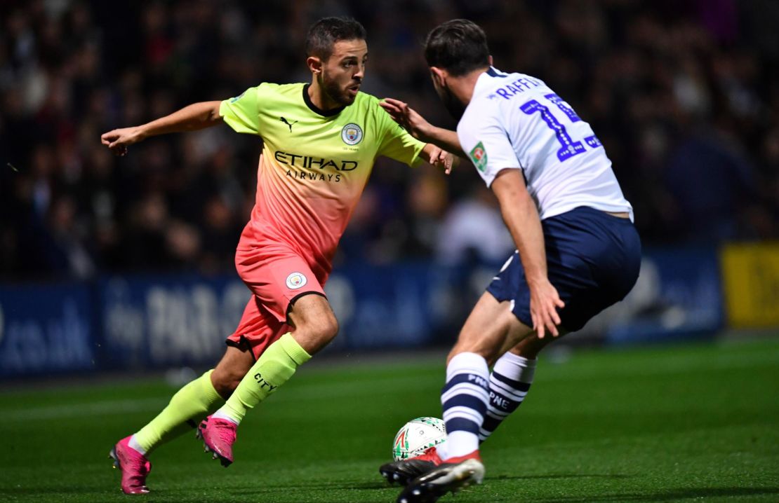 Manchester City's Portuguese midfielder Bernardo Silva played in the 3-0 win over Preston on Tuesday.